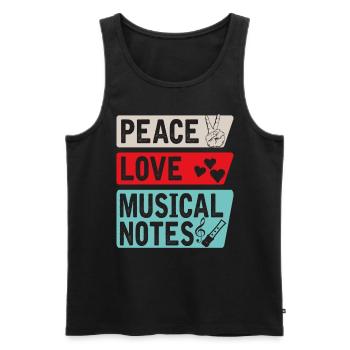 Peace Love Musical Notes Instrument - Männer Premium Bio Tank Top - Schwarz - Vorne - Michal (187cm)