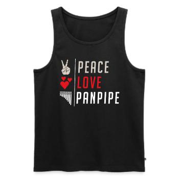 Peace Love Panpipe Flute Instrument - Männer Premium Bio Tank Top - Schwarz - Vorne - Michal (187cm)