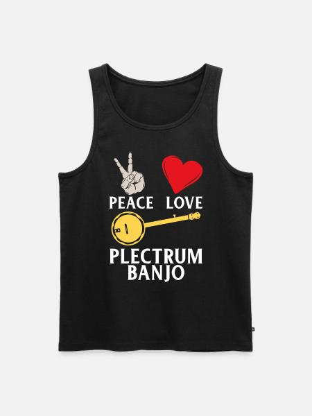 Peace Love Plectrum Banjo Instrument - Débardeur bio Premium Homme - noir
