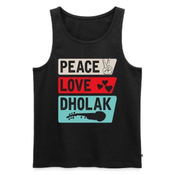Peace Love Dholak Instrument de musique de tambour - Débardeur bio Premium Homme - noir - Devant - AI Model Male 178 light (178cm)