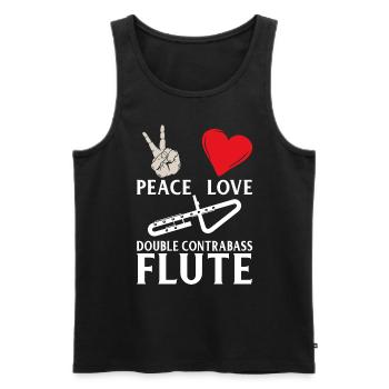 Peace Love Double Contrabass Flute Music - Männer Premium Bio Tank Top - Schwarz - Vorne - AI Model Male 178 light (178cm)