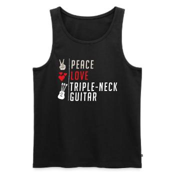 Peace Love Instrument de guitare à triple manche - Débardeur bio Premium Homme - noir - Devant - Michal (187cm)