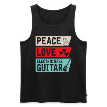 Peace Love Guitare Basse Électrique Musique - Débardeur bio Premium Homme - noir - Devant - Michal (187cm)