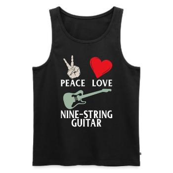 Peace Love Instrument de guitare à neuf cordes - Débardeur bio Premium Homme - noir - Devant - Michal (187cm)