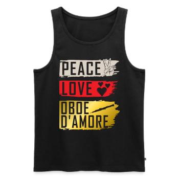 Peace Love Hautbois D’Amore Instrument - Débardeur bio Premium Homme - noir - Devant - AI Model Male 178 light (178cm)