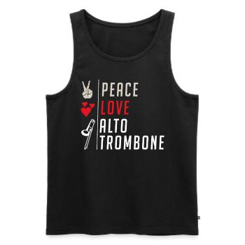 Peace Love Alto Trombone Instrument - Men's Premium Organic Tank Top - black - Front - Michal (187cm)