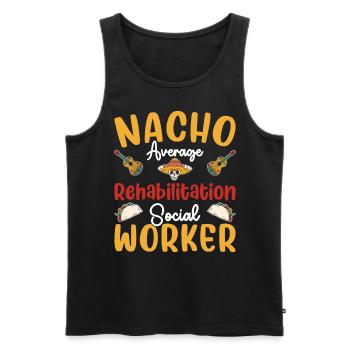Nacho Travailleur social moyen en réadaptation - Débardeur bio Premium Homme - noir - Devant - AI Model Male 178 light (178cm)