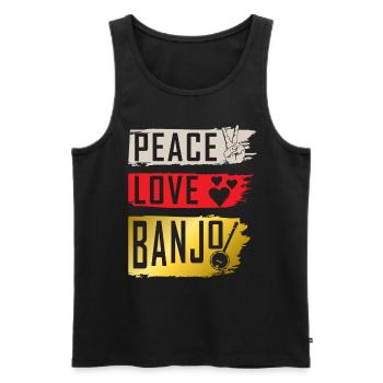 Peace Love Banjo Music Instrument - Männer Premium Bio Tank Top - Schwarz - Vorne - Michal (187cm)