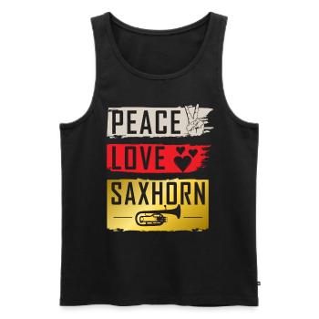 Peace Love Saxhorn Musical Instrument - Männer Premium Bio Tank Top - Schwarz - Vorne - Michal (187cm)