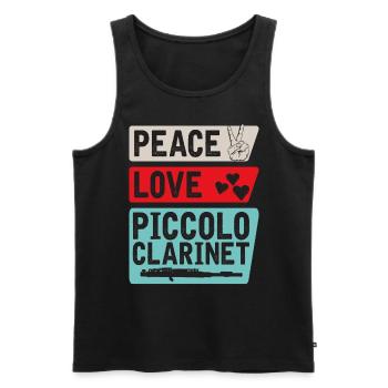 Peace Love Piccolo Clarinet Instrument - Men's Premium Organic Tank Top - black - Front - AI Model Male 178 light (178cm)