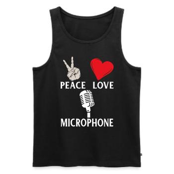 Peace Love Microphone Instrument Music - Männer Premium Bio Tank Top - Schwarz - Vorne - Michal (187cm)