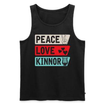 Peace Love Kinnor Musical Instrument - Männer Premium Bio Tank Top - Schwarz - Vorne - Michal (187cm)