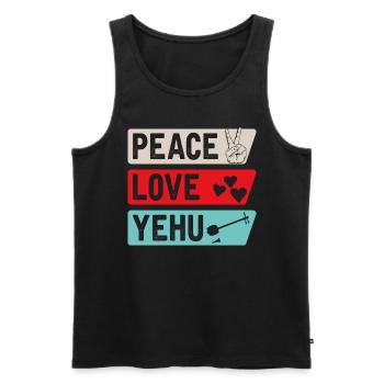 Peace Love Yehu Music Instrument - Männer Premium Bio Tank Top - Schwarz - Vorne - Michal (187cm)