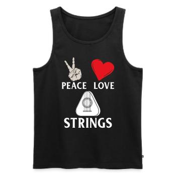 Peace Love Strings Musicla Instrument - Männer Premium Bio Tank Top - Schwarz - Vorne - AI Model Male 178 light (178cm)