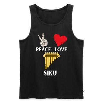 Peace Love Siku Musical Instrument - Männer Premium Bio Tank Top - Schwarz - Vorne - Michal (187cm)