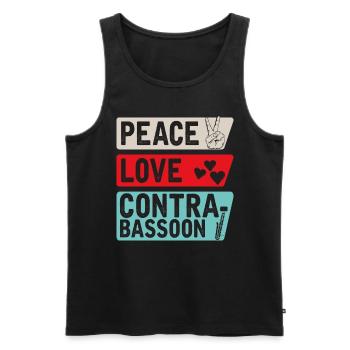 Peace Love Contrabasson Instrument - Débardeur bio Premium Homme - noir - Devant - AI Model Male 178 light (178cm)