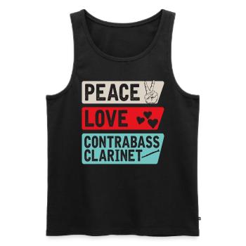 Peace Love Contrabass Clarinet Music - Männer Premium Bio Tank Top - Schwarz - Vorne - AI Model Male 178 light (178cm)
