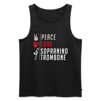 Peace Love Sopranino Trombone Instrument - Men's Premium Organic Tank Top - black - Front - Michal (187cm)