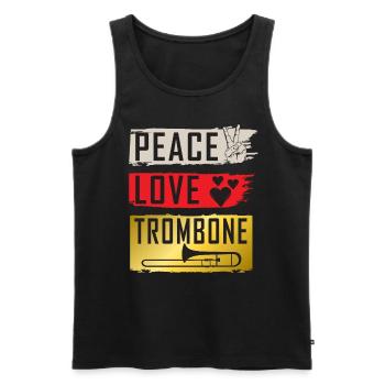 Peace Love Trombone Instrument Music - Men's Premium Organic Tank Top - black - Front - Michal (187cm)