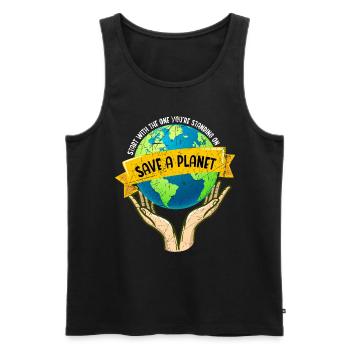 Save A Planet Nature Lover Environmentalist - Männer Premium Bio Tank Top - Schwarz - Vorne - AI Model Male 178 light (178cm)