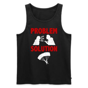 Parachutistes Parachutistes Problème Solution Hobby - Débardeur bio Premium Homme - noir - Devant - AI Model Male 178 light (178cm)