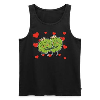 Brussels Sprout Couple Hugging Brussels Sprout - Men's Premium Organic Tank Top - black - Front - AI Model Male 178 light (178cm)