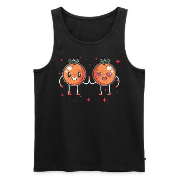 Cute Orange Couple Hugging Orange Fruit Lovers - Männer Premium Bio Tank Top - Schwarz - Vorne - AI Model Male 178 light (178cm)