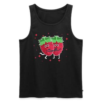 Cute Raspberry Couple Hugging Raspberry Fruit - Männer Premium Bio Tank Top - Schwarz - Vorne - AI Model Male 178 light (178cm)