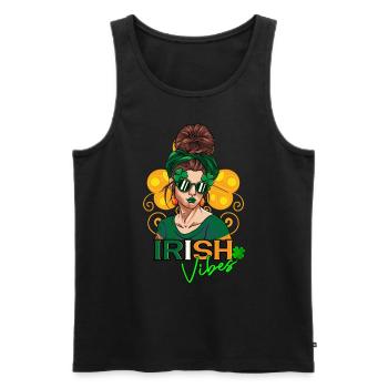 St. Patrick's Day Irish Vibes Frau - Männer Premium Bio Tank Top - Schwarz - Vorne - Michal (187cm)