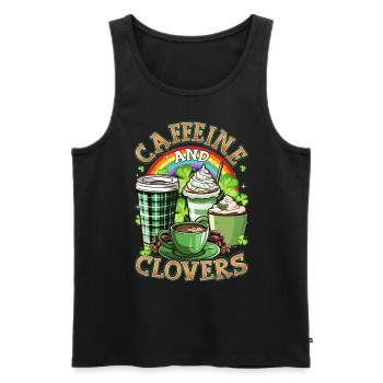 St. Patrick's Day Kaffee, Koffein und Klee - Männer Premium Bio Tank Top - Schwarz - Vorne - Michal (187cm)