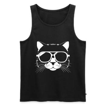 Drôle de chat avec des lunettes de soleil Chaton Sunglas Cats - Débardeur bio Premium Homme - noir - Devant - Michal (187cm)