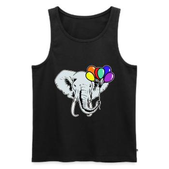 Arc-en-ciel Arc-en-ciel Drapeau éléphant LGBT Gay Pride - Débardeur bio Premium Homme - noir - Devant - Michal (187cm)