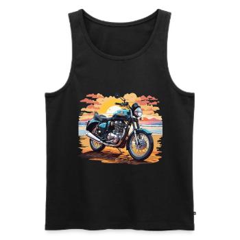 Vintage Motorrad Sonnenuntergang Retro Bike Design - Männer Premium Bio Tank Top - Schwarz - Vorne - AI Model Male 178 light (178cm)