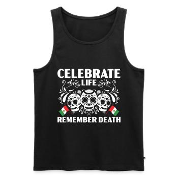 Célébrez la vie, souvenez-vous de la mort Dia de Muertos - Débardeur bio Premium Homme - noir - Devant - Michal (187cm)