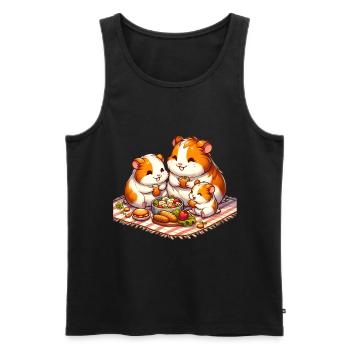 Meerschweinchen Familie Picknick im Freien - Männer Premium Bio Tank Top - Schwarz - Vorne - AI Model Male 178 light (178cm)