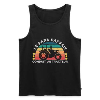 Le papa parfait conduit un tracteur cadeau vintage - Débardeur bio Premium Homme - noir - Devant - Michal (187cm)