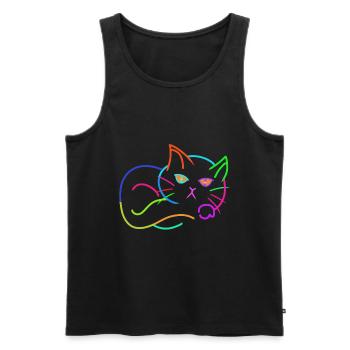 Regenbogen Katze bunt farbenfroh Kinder - Männer Premium Bio Tank Top - Schwarz - Vorne - AI Model Male 178 light (178cm)