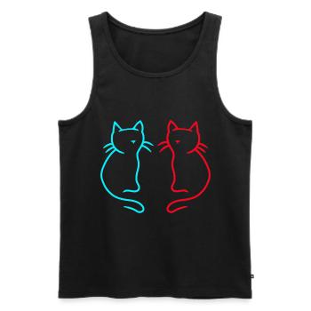 80's 90's Retro Vintage Cat Cats - Men's Premium Organic Tank Top - black - Front - Michal (187cm)