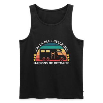 La plus belle maison de retraite humour camping - Débardeur bio Premium Homme - noir - Devant - Michal (187cm)