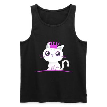 Chaton Princesse Chat Chats Enfants Bébé - Débardeur bio Premium Homme - noir - Devant - AI Model Male 178 light (178cm)