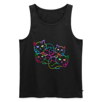 Regenbogen Katze Katzen Kätzchen Retro - Männer Premium Bio Tank Top - Schwarz - Vorne - AI Model Male 178 light (178cm)