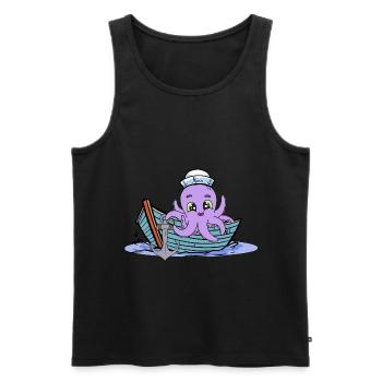 Krake Kraken Kinder Kind Boot Boote maritim - Männer Premium Bio Tank Top - Schwarz - Vorne - Michal (187cm)