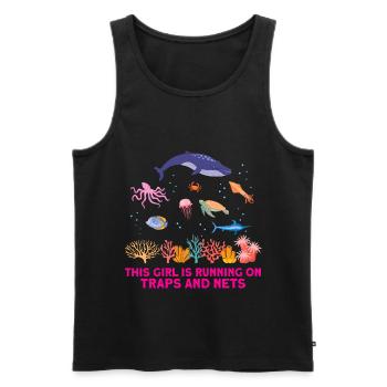 Girl Net Boat Marine Biologist Biology Ocean - Men's Premium Organic Tank Top - black - Front - Michal (187cm)