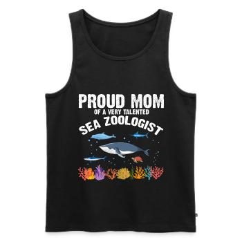 Fière Maman Océan Zooologiste Zooologie Mer - Débardeur bio Premium Homme - noir - Devant - Michal (187cm)