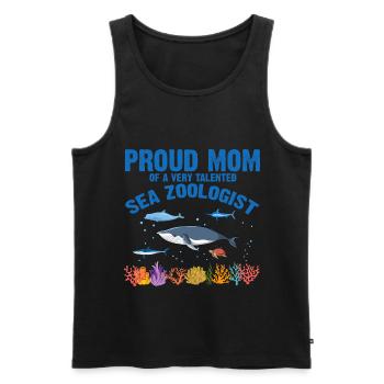 Fière Maman Océan Zooologiste Zooologie Mer - Débardeur bio Premium Homme - noir - Devant - Michal (187cm)