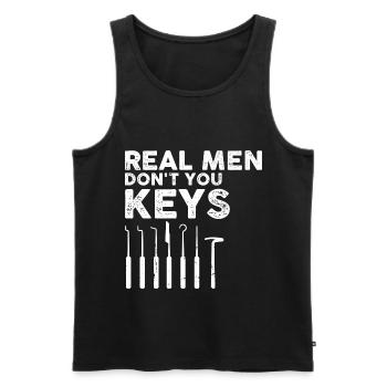 Hommes Schlosdienst Technicien de verrouillage Conception - Débardeur bio Premium Homme - noir - Devant - Michal (187cm)