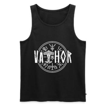 Vathor Wikinger Vater Thor Papa Krieger Spruch - Männer Premium Bio Tank Top - Schwarz - Vorne - Michal (187cm)