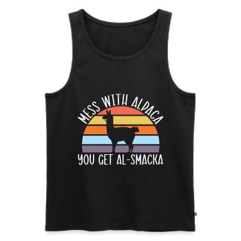 Mit Alpakas spielen Sie Al-Smacka Llama-Liebhaber - Männer Premium Bio Tank Top - Schwarz - Vorne - AI Model Male 178 light (178cm)
