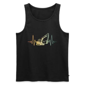 Heartbeat Heartline Heart Rate Excavator ECG Pulse - Men's Premium Organic Tank Top - black - Front - Michal (187cm)