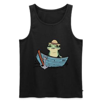 Frog, Frogs, Boat, Pond, Nature - Men's Premium Organic Tank Top - black - Front - AI Model Male 178 light (178cm)
